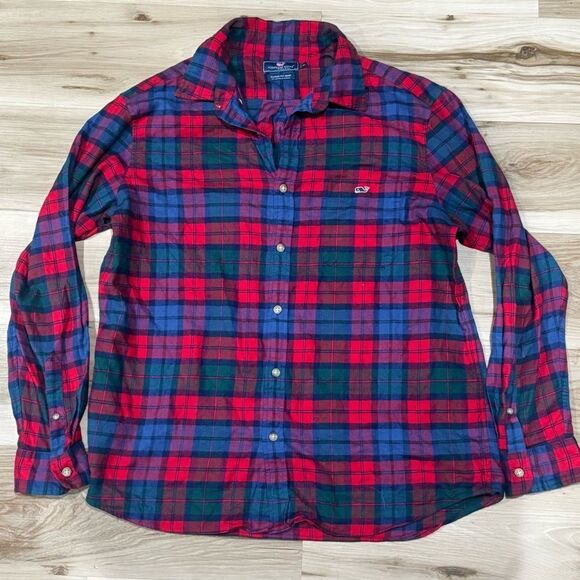 Vineyard Vines Classic Fit Plaid Red Blue Button Down Shirt Men’s XL - Picture 1 of 3